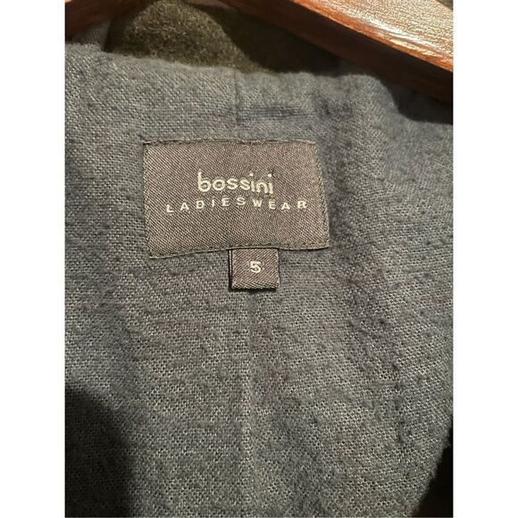 Women’s Wool Pea Coat- Bossini-Sz5 Juniors Olive Green Knee Length Hooded Womens - Picture 3 of 8